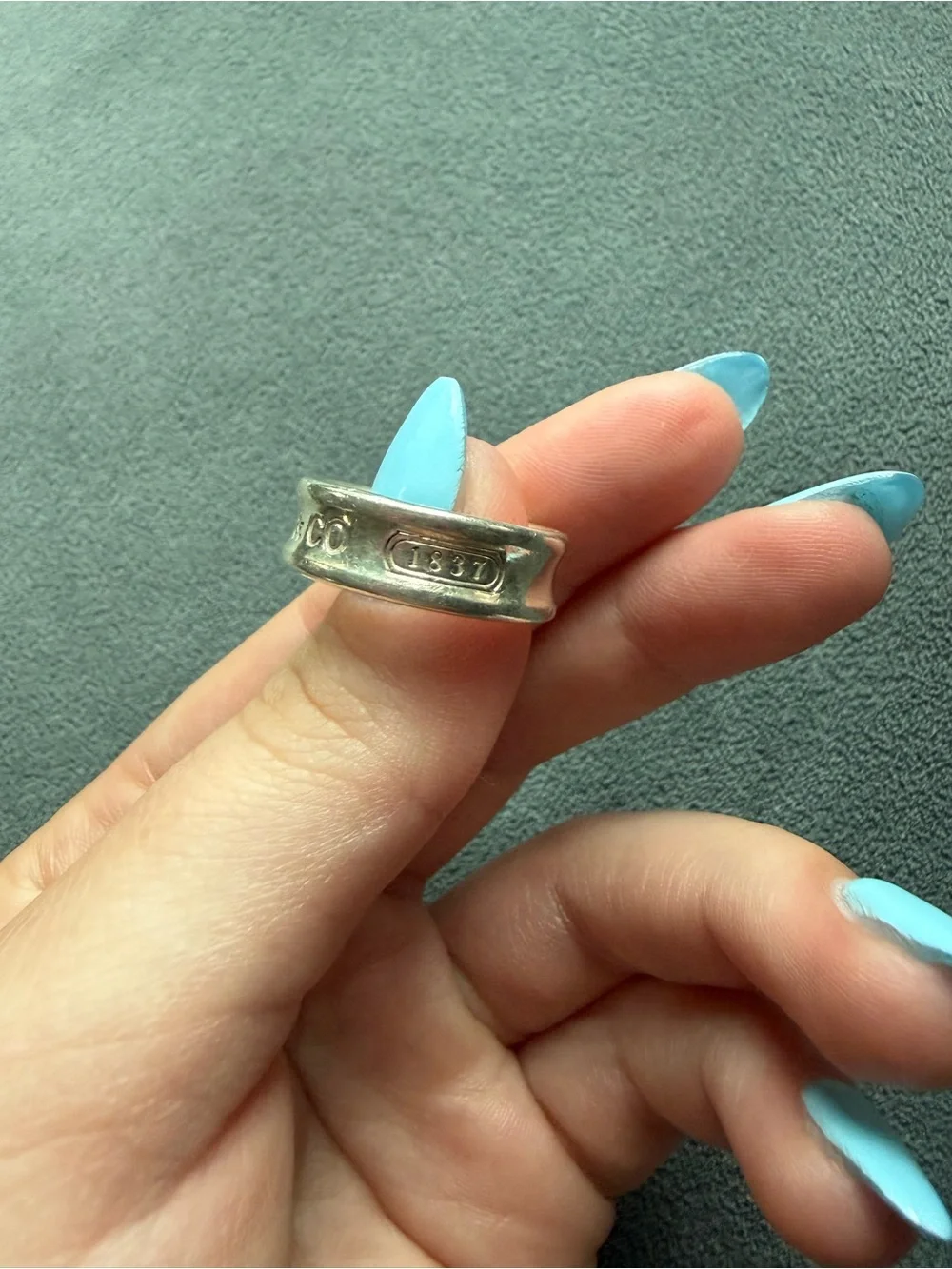 Tiffany & Co. Silver Band Ring with Stamped 1837 Detail size 6